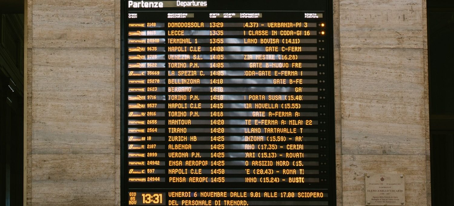 Anzeigetafel Milano Centrale
