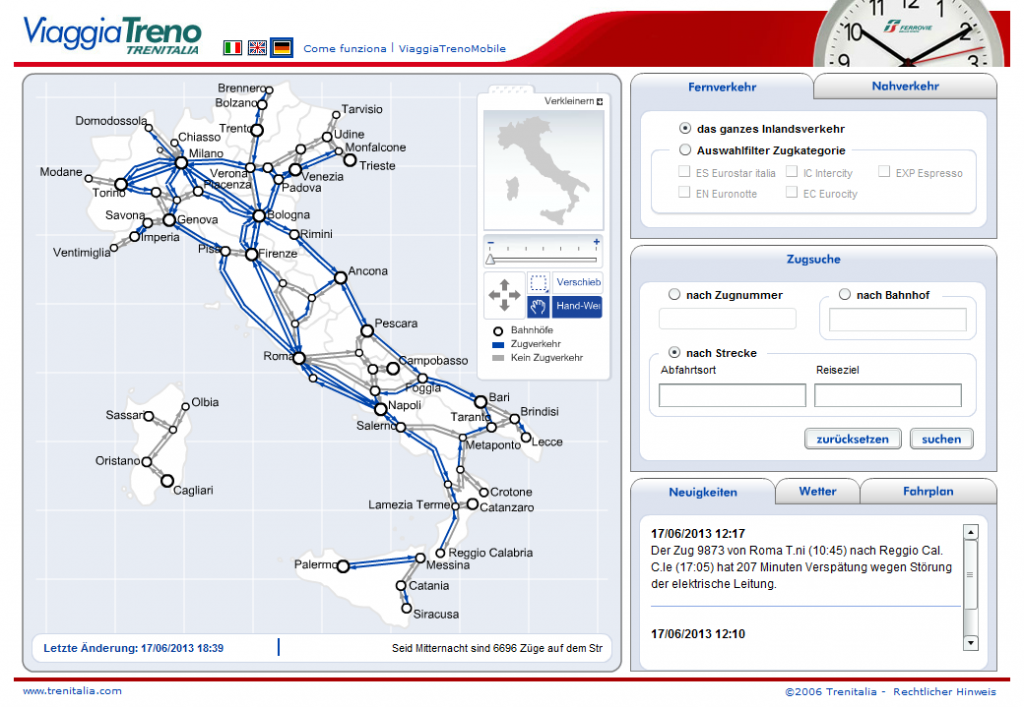 Trenitalia Viaggia Treno - Züge in Echtzeit