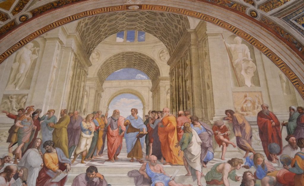 Fresko "Schule von Athen" des Raffael, Stanza della Segnatura