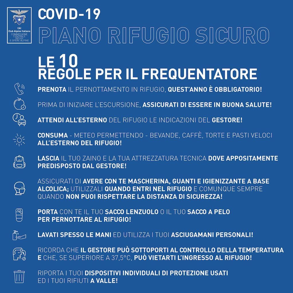 Urlaub in Italien 2020 – Regeln in Berghütten des CAI